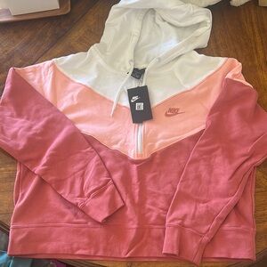 Nike Cream and Pink Long Sleeve Boxy Sweatshirt